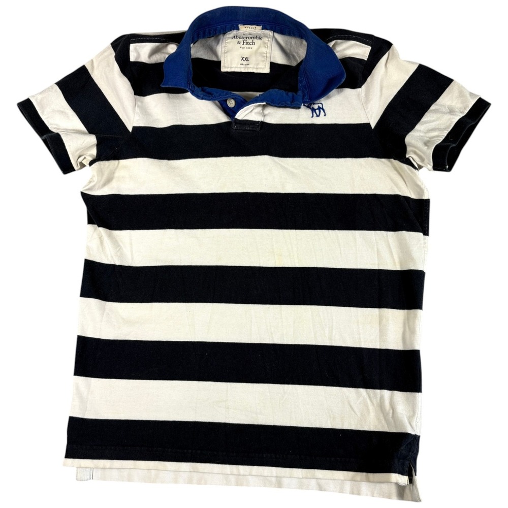 Vintage Abercrombie & Fitch Polo Shirt Mens XXL Blue Striped Good Y2K Heritage